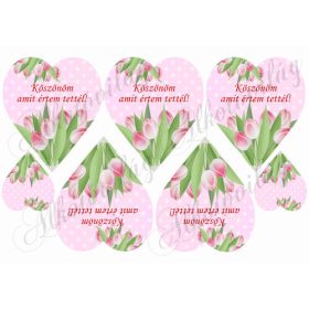   Tulipános szívek - KÖSZÖNÖM AMIT ÉRTEM TETTÉL felirattal - 11 cm magas