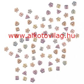   Dress it up gomb - MINIATŰR VIRÁG, HÁROMSZÖG, SZÍV FORMÁK VEGYES PASZTELL SZÍNEKBEN 2