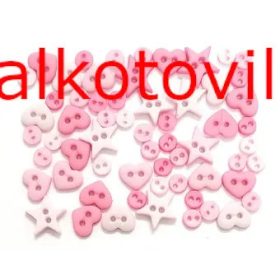   Dress it up gomb - MINIATŰR SZÍV, KÖR, CSILLAG FORMÁK RÓZSASZÍN ÁRNYALATOKBAN