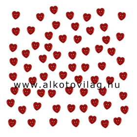 Dress it up gomb - MINI FÉNYES PIROS SZÍVEK