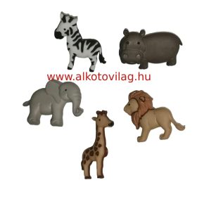   Dress it up gomb - SZAFARI ÁLLATKÁK - OROSZLÁN, ZSIRÁF, ZEBRA, ELEFÁNT, VIZILÓ