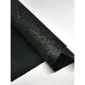 Glitteres filc anyag - 20 x 30 cm - FEKETE