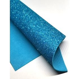 Glitteres filc anyag - 20 x 30 cm - VÍZKÉK