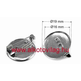 Fém kitűző alap - 19 mm- CSOMAG ÁR (5 db)