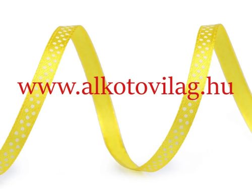 Pöttyös szaténszalag - 6 mm széles- CITROMSÁRGA