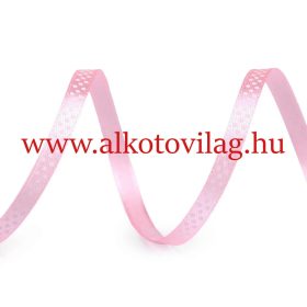 Pöttyös szaténszalag - 6 mm széles- HALVÁNYRÓZSASZÍN