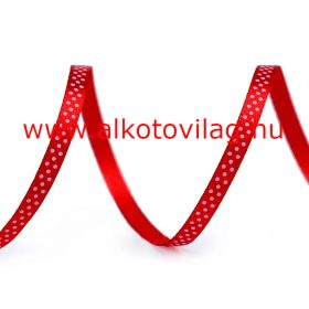 Pöttyös szaténszalag - 6 mm széles- PIROS