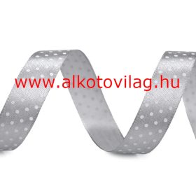 Pöttyös szaténszalag - 15 mm széles- SZÜRKE