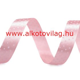 Pöttyös szaténszalag - 15 mm széles- RÓZSASZÍN