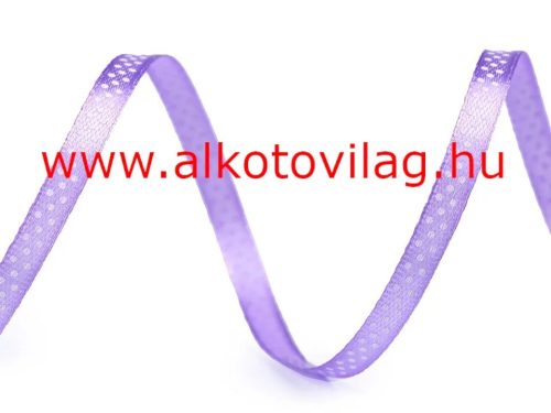 Pöttyös szaténszalag - 6 mm széles- LILA