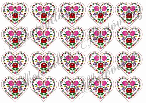 Kalocsai szívek 5 x 5,5 cm - VASALHATÓ FÓLIA