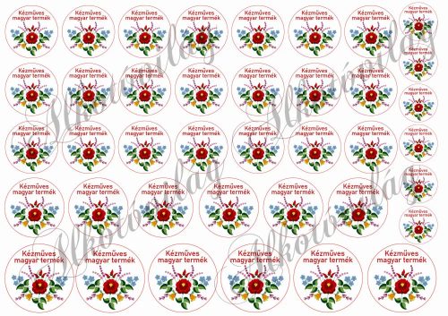 Kalocsaiak 4,5 , 4, 3,5, 2,5 cm , kézműves magyar termék felirattal - VASALHATÓ FÓLIA