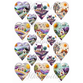   Patchwork jellegű szívek 6,5 x5,5 cm és 4 x 3,5 cm - VASALHATÓ FÓLIA