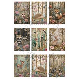   Woodland kártyák állatkákkal és virágokkal 8,5 cm x 6 cm - VASALHATÓ FÓLIA