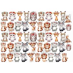   Cuki állatkák virágkoszorúkkal 3 cm magas -  - VASALHATÓ FÓLIA